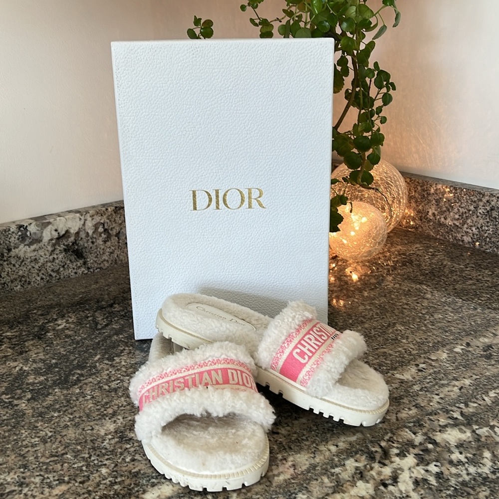 Christian Dior Shearling Slides - Picture 2 of 13